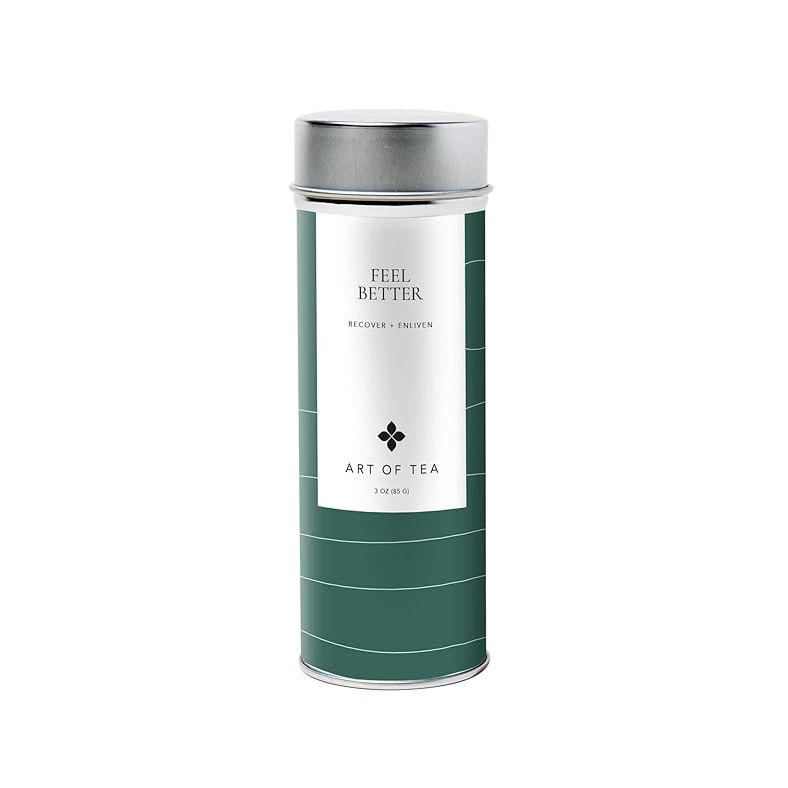 Art of Tea's Feel Better blend is a wellness loose leaf artisan tea that combines Elderberry, Echinacea, Cinnamon, and Green Rooibos to create a soothing and therapeutic blend. Elderberry is known for its immune-boosting properties, while Echinacea is believed to support the body's natural defenses.