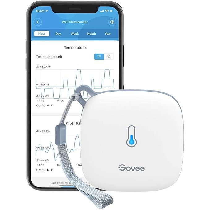 The Govee WiFi Thermometer Hygrometer H5179 is a smart device that allows you to track the temperature and humidity levels in various settings such as rooms, greenhouses, incubators, and wine cellars.