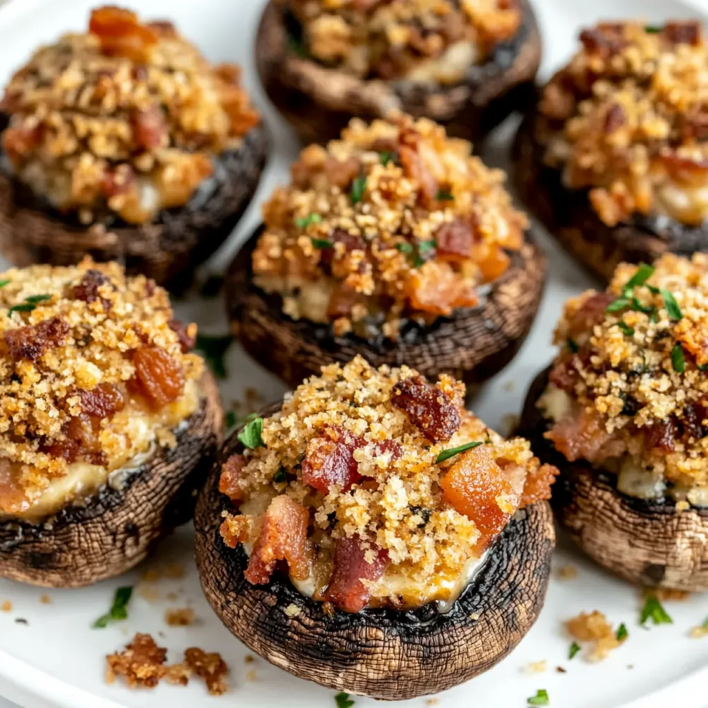 Herb and Cheese Stuffed Mushrooms are a classic appetizer perfect for any gathering. Large button mushrooms are filled with a flavorful blend of cheese, herbs, garlic, and breadcrumbs.