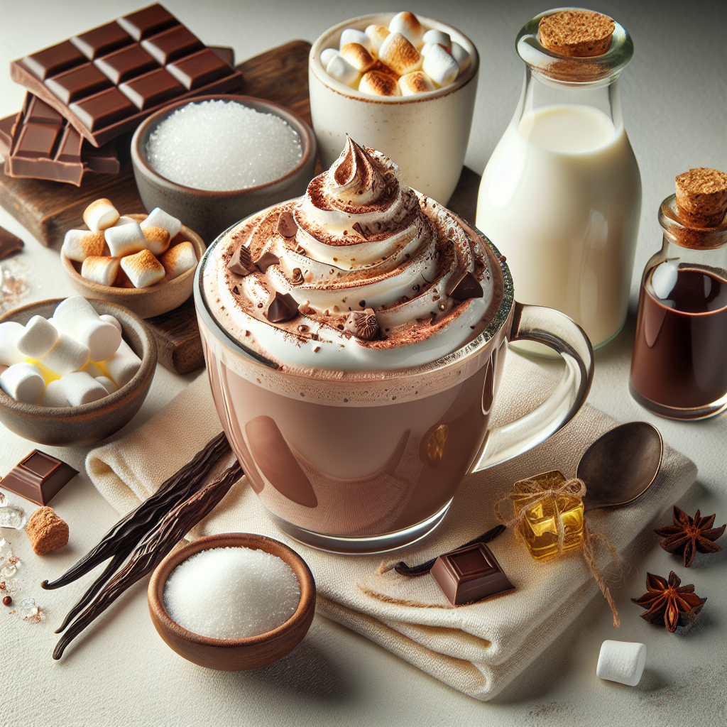 Homemade Hot Chocolate is a classic comforting drink made with rich cocoa powder, milk, and sugar, often enhanced with a touch of vanilla and a sprinkle of salt. This indulgent beverage can be made creamy with full-fat milk or dairy alternatives and can be customised with various toppings such as whipped cream, marshmallows, or a cinnamon stick.