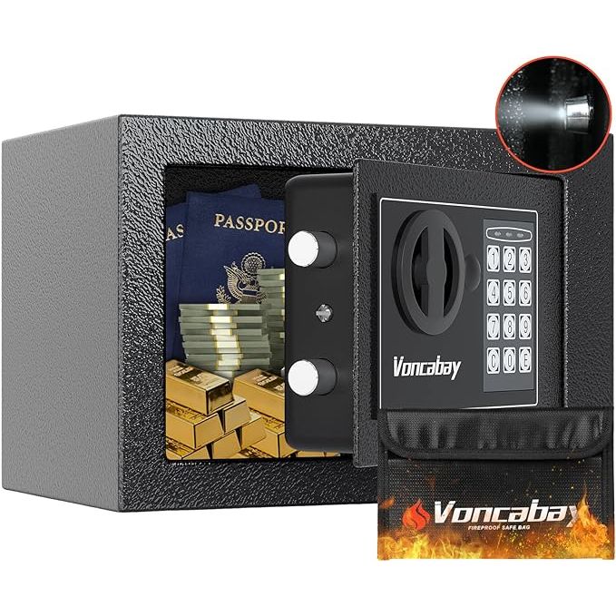 A money safe box for home with sensor light and fireproof security safe box is a secure and convenient way to protect your valuables, important documents, and cash from theft, fire, and other disasters.