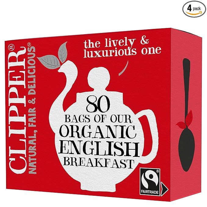 Clipper Tea English Breakfast Assam Blend is a Fairtrade, organic, plant-based, and caffeinated British tea. This tea blend is crafted from the finest Assam tea leaves, known for their rich and robust flavor. The tea comes in a pack containing 80 unbleached tea bags, making it an eco-friendly choice for tea enthusiasts.