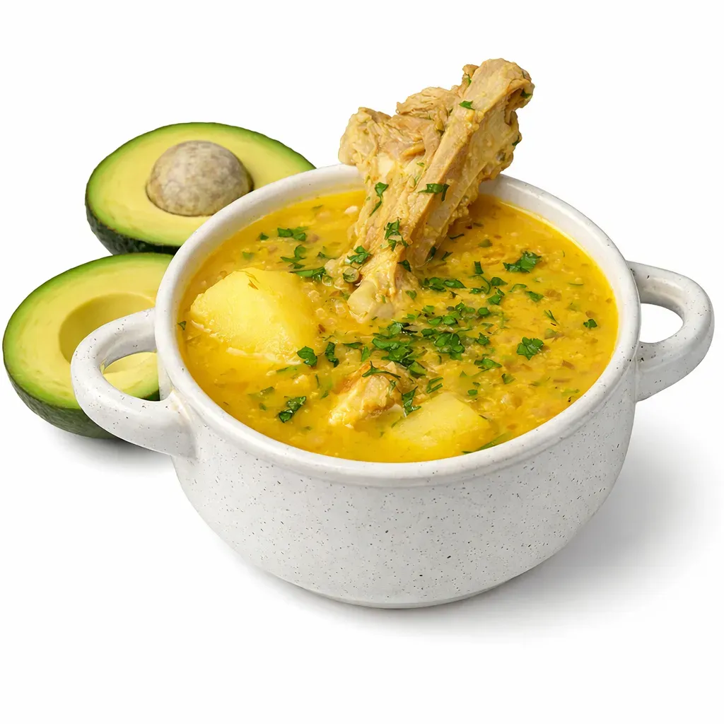 A quintessential Ecuadorian dish combining tender pork ribs, quinoa, and vegetables in a savory broth, perfect for a chilly day.