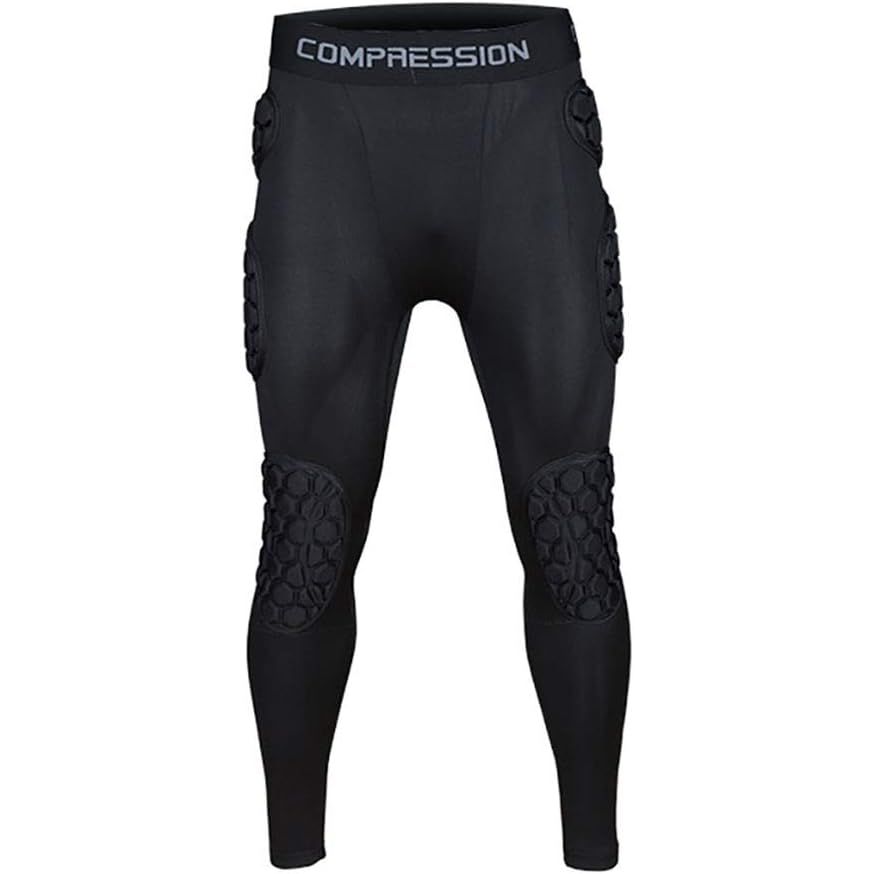 Mens padded compression pants, also known as football girdles or athletic leggings, are designed to provide athletes with support and protection during physical activities such as soccer, basketball, paintball, and hockey.