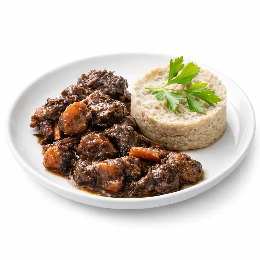 Indulge in the rich and hearty flavors of this classic French stew made with tender wild boar. Slow-cooked for several hours, this dish offers an authentic taste of the French countryside, perfect for a cozy dinner.