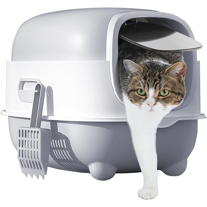 The PAWZ Road Large Cat Litter Box with Lid is a covered and enclosed litter box designed to keep odors contained and ensure a leak-proof environment. It comes with a litter scoop for easy cleaning and maintenance. The box is made with quality materials and is easy to install.