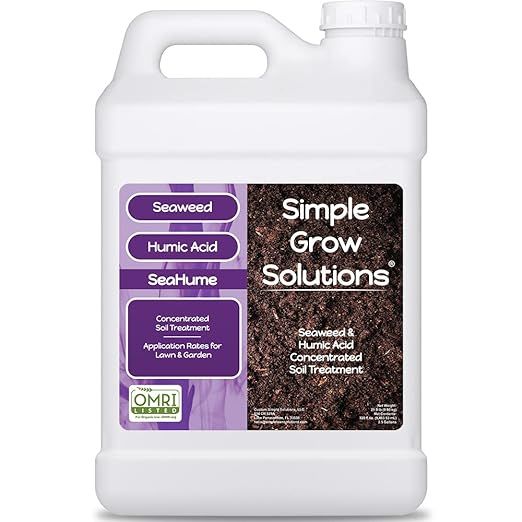 Organic Liquid Seaweed for Lawn & Plants is a concentrated blend of 8% kelp and humic acid, making it an OMRI certified organic fertilizer supplement for turf grass and garden plants. This natural treatment helps improve soil health, promote root growth, and enhance nutrient absorption for healthier and more vibrant lawns and plants.