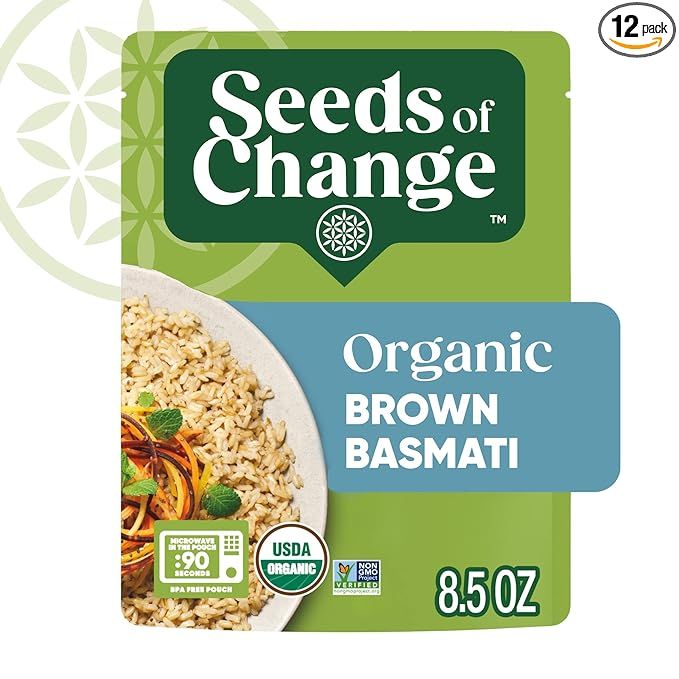 SEEDS OF CHANGE Organic Brown Basmati Rice is a convenient and delicious option for those looking to add more whole grains to their diet. Each 8.5-ounce pack contains a generous portion of organic, whole grain brown basmati rice that is ready to heat and serve.