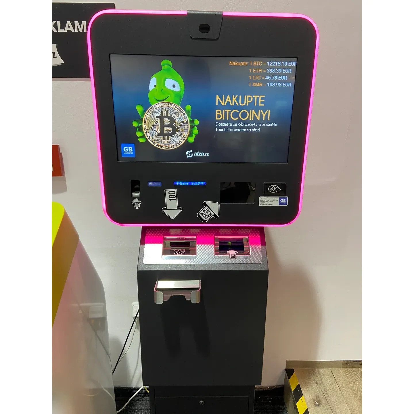 This modern Bitcoin/Litecoin ATM, powered by General Bytes technology, is a seamless solution for cryptocurrency enthusiasts and novices alike, offering swift and straightforward transactions in multiple languages including English. The machine's standout feature is its privacy-conscious approach, enabling users to execute smaller transactions without the need for KYC procedures, thereby respecting user anonymity.

Located in the vibrant city of Prague, the ATM provides competitive transaction fees, with a remarkably low standard fee of 1%. Additionally, the device's operators engage with their community via social media, offering the bonus of occasional fee discounts to their followers, enhancing the user experience with potential savings.

The convenience of this ATM extends to its diverse cryptocurrency support, not just catering to Bitcoin and Litecoin users, but also incorporating other popular digital currencies like Ether, Dashcoin, and Monero, allowing for a varied portfolio of transactions.

Recognized as one of Prague's prime cryptocurrency kiosks, this ATM is highly regarded for its rapid processing times, making buying and selling on the go easy and convenient. For those looking to transact significant amounts, the machine offers the added benefit of higher transaction limits before necessitating identification, supporting quick and hassle-free trades up to 25,000.

Accessibility is a key factor for patrons of this ATM, reflected in inquiries about its operating hours, an indication of the growing demand for round-the-clock access to cryptocurrency transactions. With such consumer-oriented features, this Bitcoin/Litecoin ATM stands out as a trustworthy and user-friendly destination for digital currency exchanges. Description by ChatGPT.