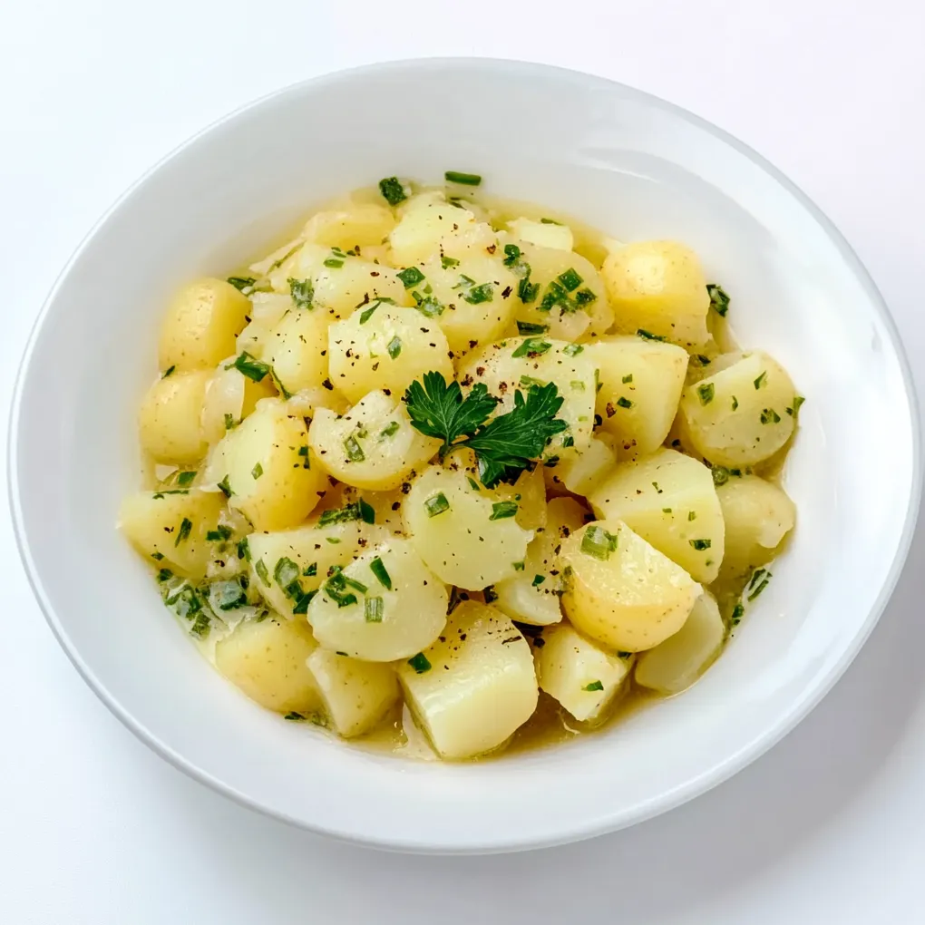 Bayerische Kartoffelsalat, or Bavarian-style potato salad, is a traditional German dish that is popular in the Bavaria region. Unlike its creamy American counterpart, this salad is typically made with a lighter dressing comprising of broth, vinegar, and mustard.