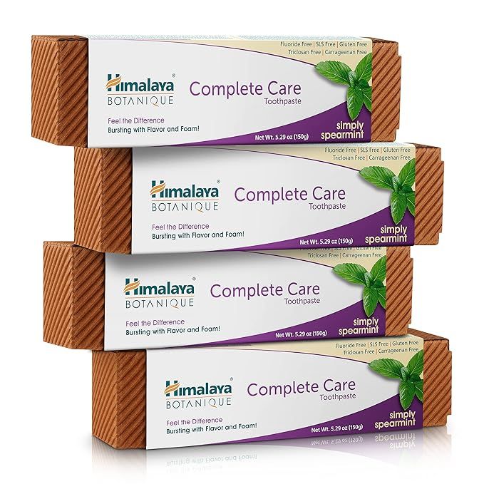 Himalaya Botanique Complete Care Toothpaste in Simply Spearmint is a herbal formula that helps reduce plaque buildup for brighter teeth and fresh breath. This toothpaste is made with natural ingredients like Neem and Pomegranate, which are known for their antibacterial properties and ability to promote oral health.