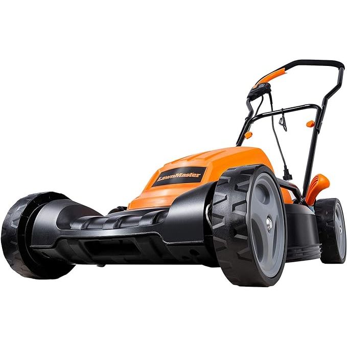 The LawnMaster ME1218X is an electric lawn mower with a powerful 12 amp motor that provides reliable performance for small to medium-sized yards. It features a 19-inch cutting deck that allows for efficient grass cutting and a single lever height adjustment that offers 7 different cutting heights ranging from 1.5 to 4 inches.