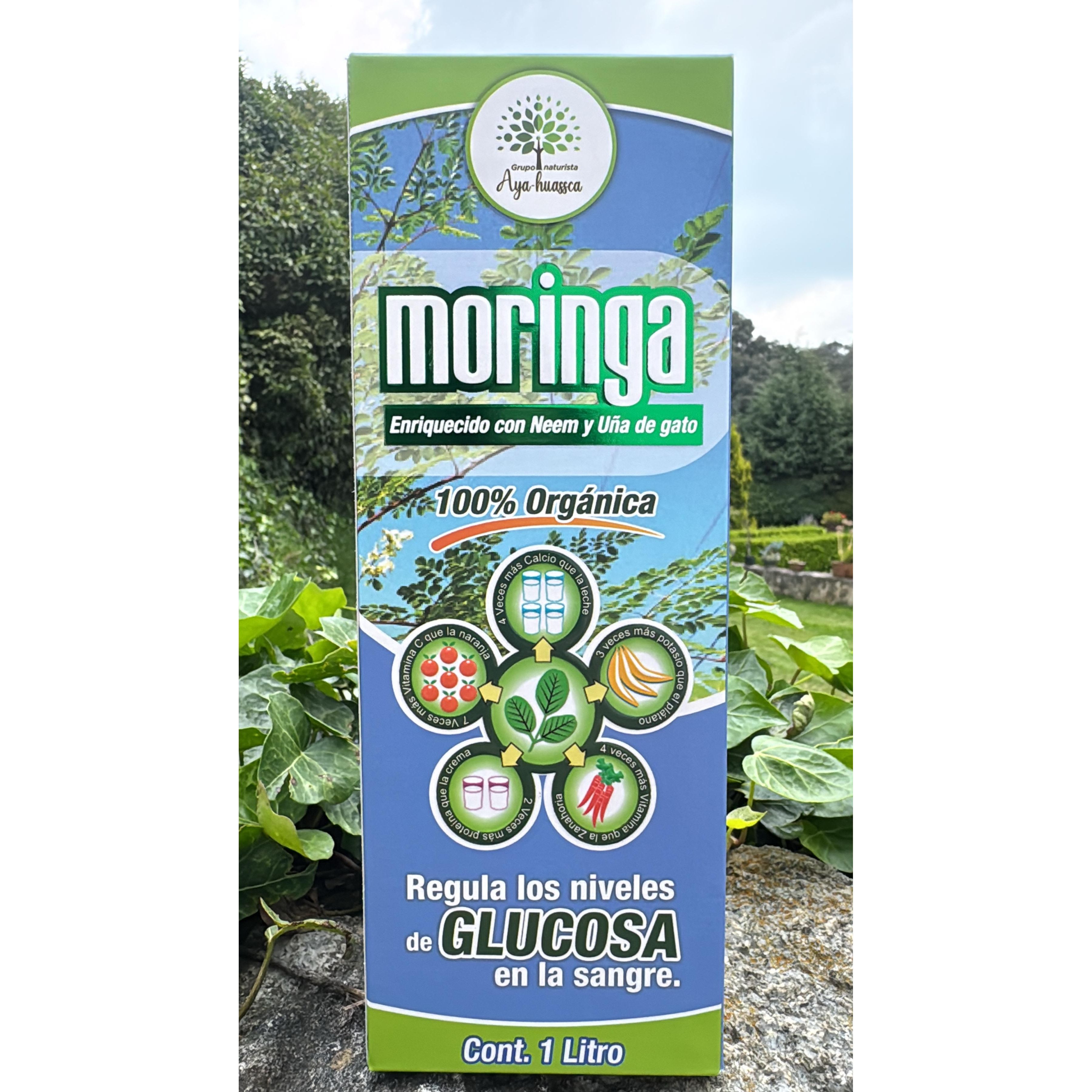 This powerful natural tonic is made from three medicinal plants recognized for their healing properties: Moringa, Neem and Cat's Claw. Its unique combination offers a comprehensive effect on the body, helping to naturally regulate glucose, cholesterol and strengthening your immune system.