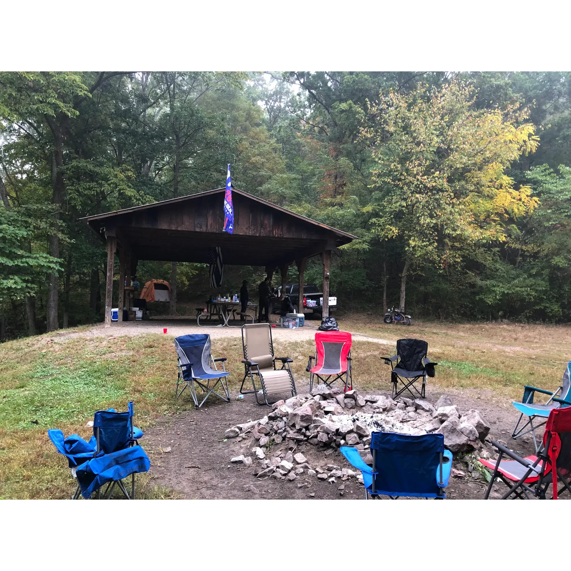 Group Campsite G-6 stands out as a prime destination for outdoor enthusiasts seeking the best camping experience in the forest. With the distinct advantage of boasting the only campsite with a pavilion, it presents an idyllic setting for group gatherings, be it for family reunions, friendly get-togethers, or special events. The pavilion serves as the centerpiece for communal activities and provides shelter, ensuring that your occasions are memorable regardless of the weather.

Visitors often share their appreciation for the fantastic atmosphere that G-6 offers, highlighting its scenic surrounding and ample space that accommodates both relaxation and recreational opportunities. The campsite's environment encapsulates the natural beauty of the forest, providing a tranquil escape from the hustle and bustle of daily life.

Love for this place resonates in the feedback from numerous guests, who frequently recall the good times spent around the campfire, the laughter shared, and the new memories created. The well-maintained facilities contribute to the seamless camping experience, allowing guests to immerse themselves fully in the joys of nature. The campsite is celebrated as a favorite among those who have had the opportunity to stay, often being referred to as the best campsite in the area.

For anyone looking to organize a group camping trip, G-6 promises an exceptional combination of natural beauty, convenience, and a welcoming atmosphere - all ingredients for a successful outdoor adventure. Description by ChatGPT.