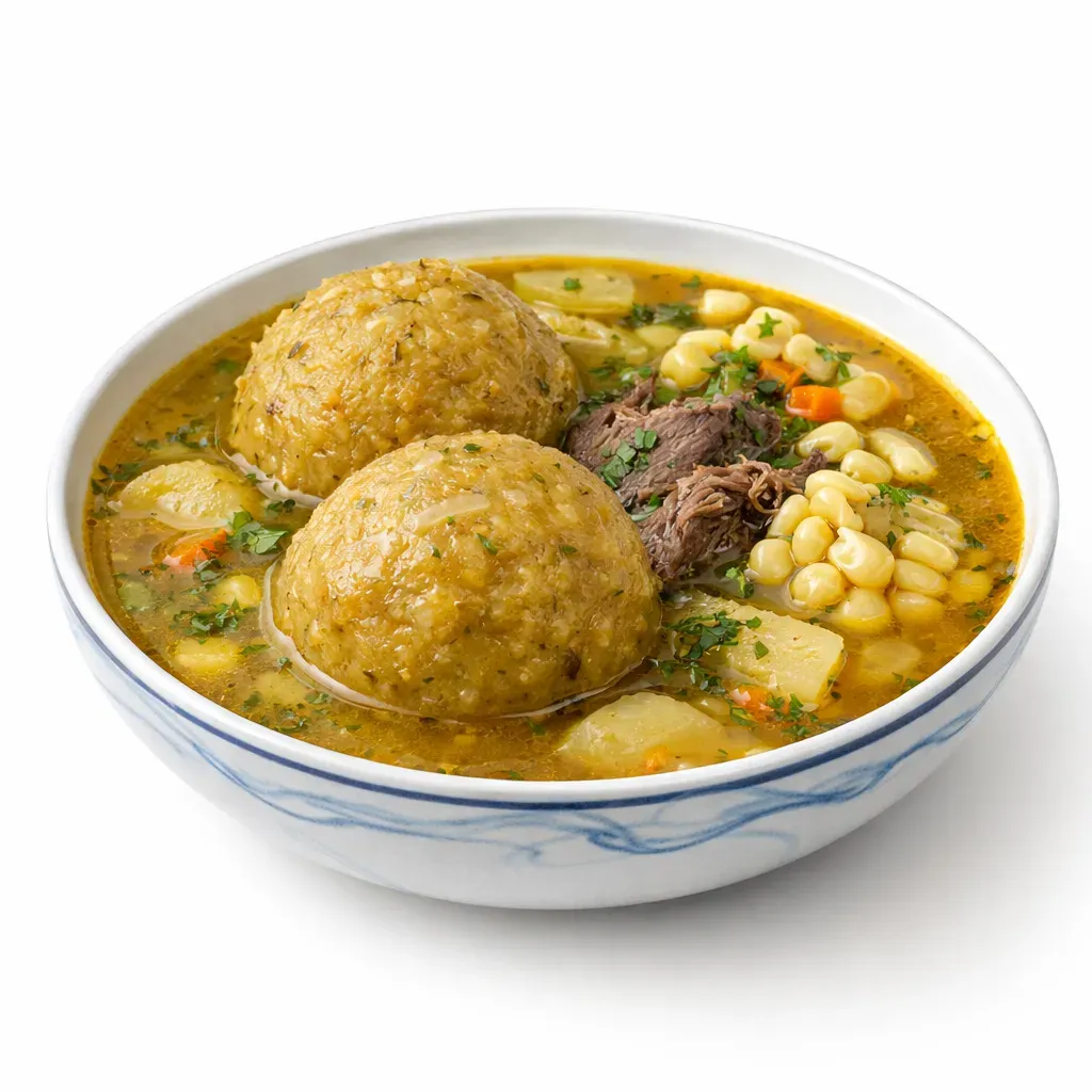 A rich and hearty soup from Ecuador's coastal region, perfect for comfort food lovers, full of authentic flavors.