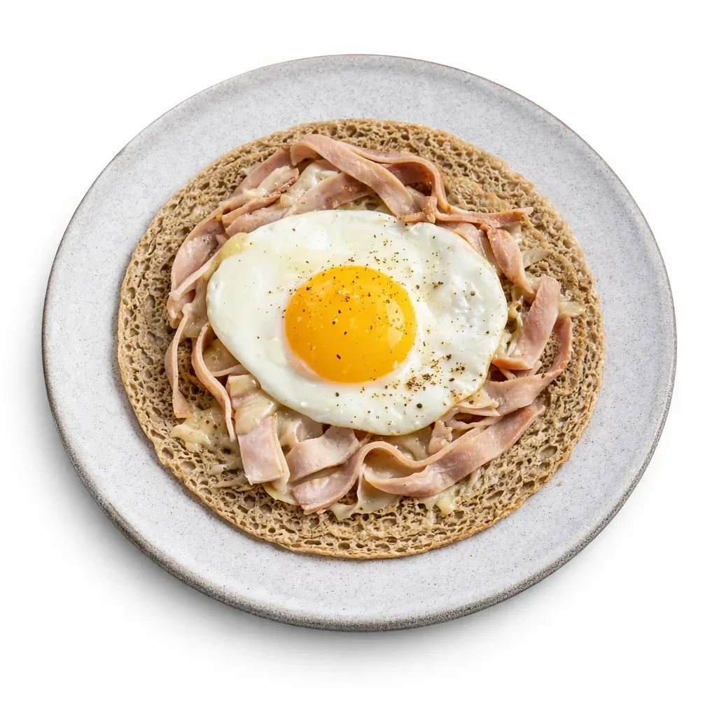 Experience the delightful taste of Brittany with these classic Buckwheat Galettes. Perfect for breakfast, lunch, or a light dinner, these savory crepes are filled with egg, ham, and cheese, and can be customized to your taste.