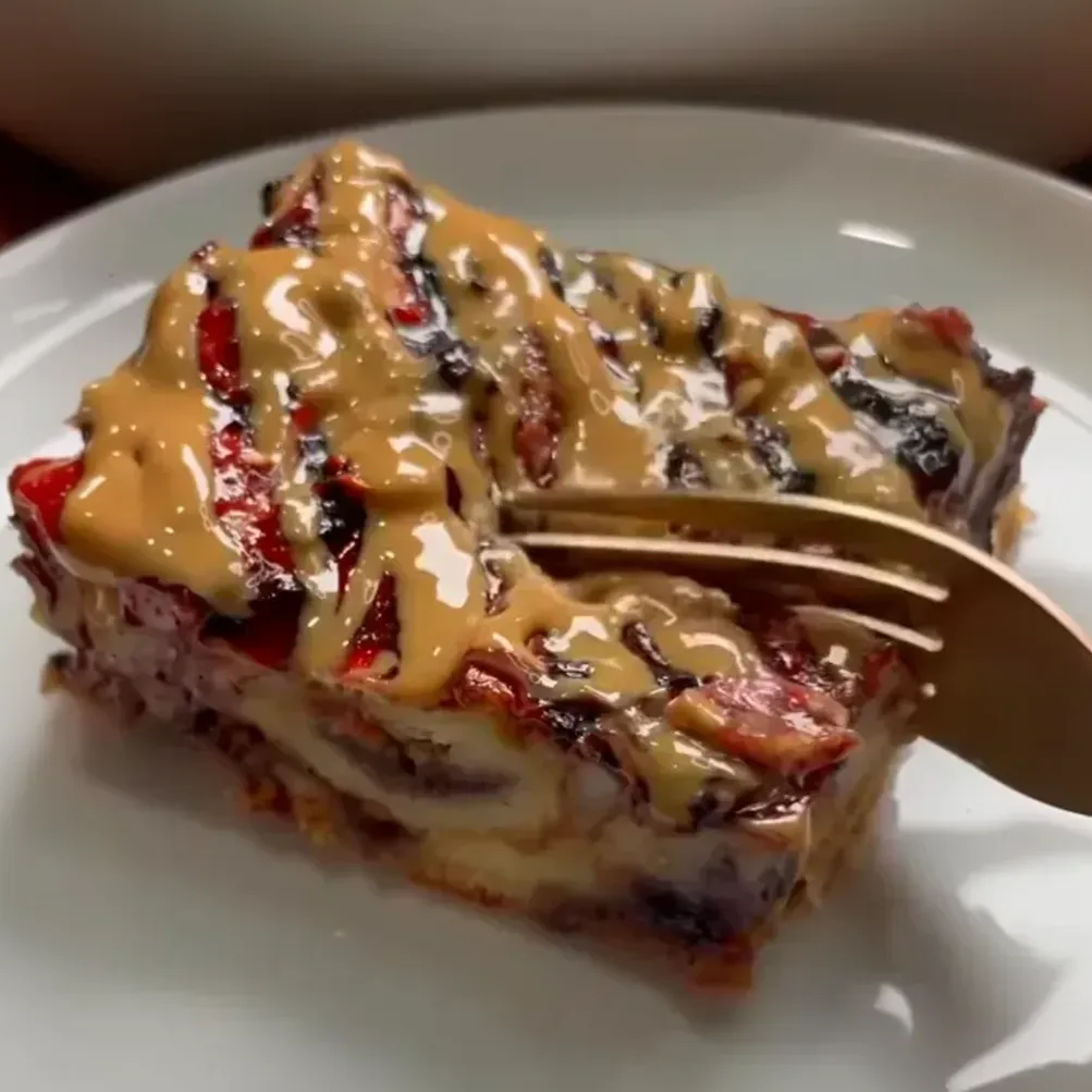 Peanut Butter & Jelly Bread Pudding image