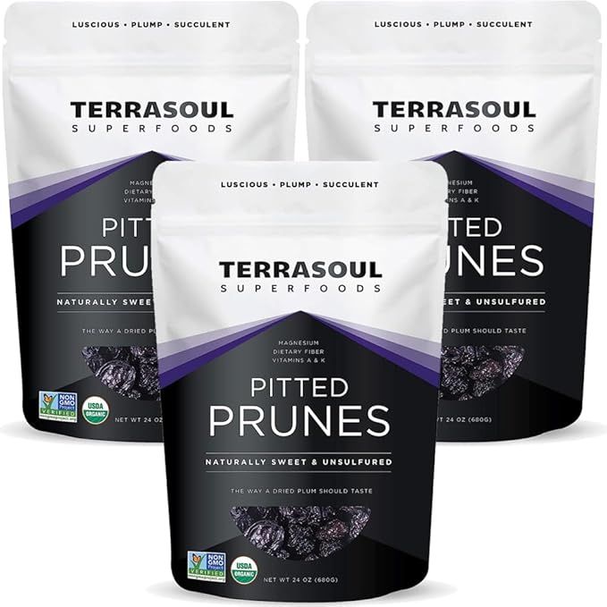 Terrasoul Superfoods Organic Dried Plums Pitted Prunes, 4.5 Lbs (Pack of 3) - Fiber | Vitamin K | Preservative Free image