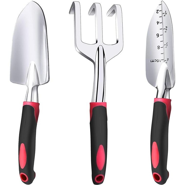 A garden tool set typically includes a variety of essential tools for gardening, such as hand shovels, transplant shovels, and hand rakes. This particular set is made of durable aluminum material, ensuring longevity and reliability for all your gardening tasks.