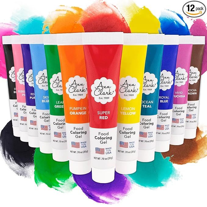 Ann Clark Professional-Grade Gel Food Coloring is made in the USA and comes in a set of 12 colors, each containing 0.7 oz of product. This gel food coloring is versatile and can be used to color buttercream, frosting, fondant, and more for baking and decorating projects.