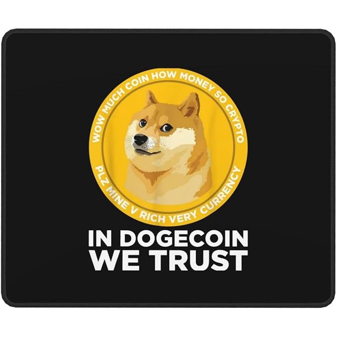 The Dogecoin We Trust 10x12in Mouse Pad is a square mouse pad featuring the iconic Dogecoin logo, making it perfect for fans of the popular cryptocurrency. Measuring at 10x12 inches, this mouse pad offers ample space for smooth and precise mouse movements, ideal for gaming or office use.