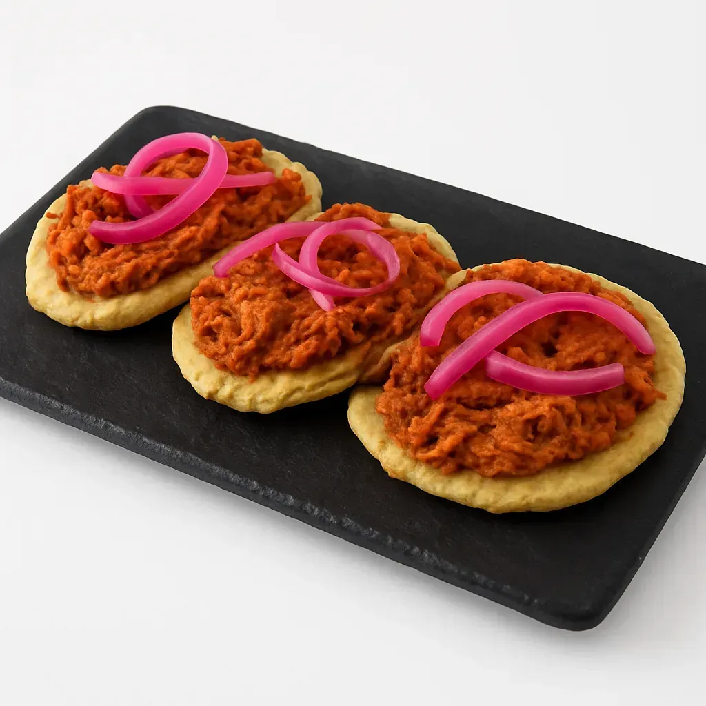 Panuchos, Salbutes & Masa Snacks - Fried masa snacks topped with meats, beans and salsa 