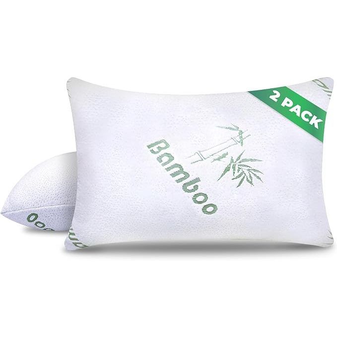The Memory Foam Pillows Queen Size Set of 2 is a set of two cooling bed pillows designed for a comfortable night's sleep. These pillows are suitable for all types of sleepers, including back, stomach, and side sleepers.