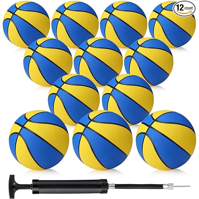Get ready for hours of fun with this 12-piece set of rubber basketballs! Each basketball is official size 7 and comes with a set of air pump tools for easy inflation. Made of high-quality rubber, these basketballs are durable and can withstand wear and tear, making them perfect for both indoor and outdoor play.
