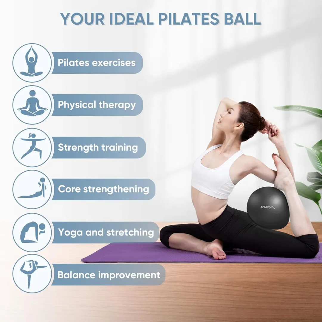 A 9-inch small exercise ball, often referred to as a Pilates ball or yoga ball, is a versatile fitness tool commonly used to enhance various workouts, including Pilates, yoga, and physical therapy exercises. Its compact size makes it ideal for home use and easily portable, allowing for a wide range of movements that can target different muscle groups, improve core strength, and increase flexibility. The ball is typically made from durable, anti-burst PVC material, ensuring safety and longevity.