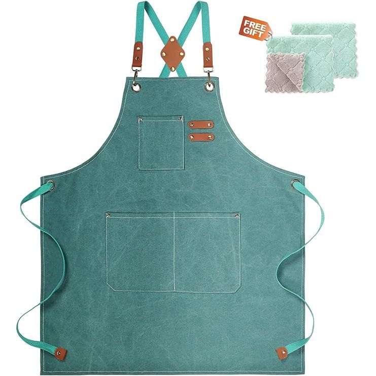 The Chef Apron is a heavy-duty, adjustable gardening and cooking apron made of durable cotton canvas material. It is designed for both men and women, making it versatile for use in the kitchen, while baking, or out in the garden. The apron features large pockets for storing tools, utensils, and other items while working.