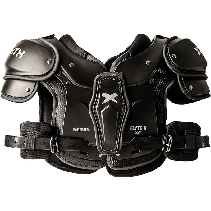 Xenith Youth Football Shoulder Pads - Flyte 2SF and Flyte 2TD are lightweight and provide high-impact foam protection for young athletes. The Flyte 2SF model features a stretch design, while the Flyte 2TD offers a more traditional fit.