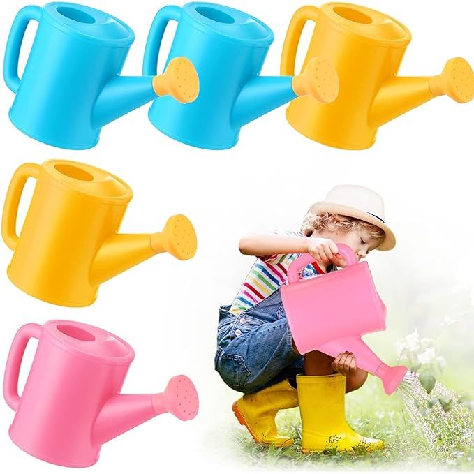 This set of 6 Pieces Watering Can with Handles is designed specifically for kids to use in the beach or garden. Made of durable plastic, these watering cans come in bright and attractive colors such as yellow, pink, and blue.