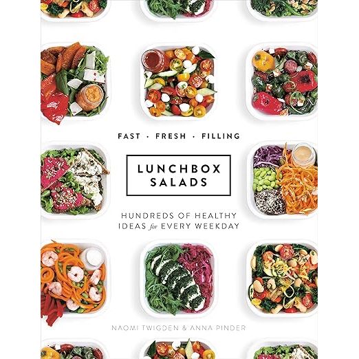 "Lunchbox Salads: Recipes to Brighten Up Lunchtime and Fill You Up" is a cookbook by authors Naomi Twigden and Anna Pinder that offers a variety of creative and healthy salad ideas perfect for packed lunches.