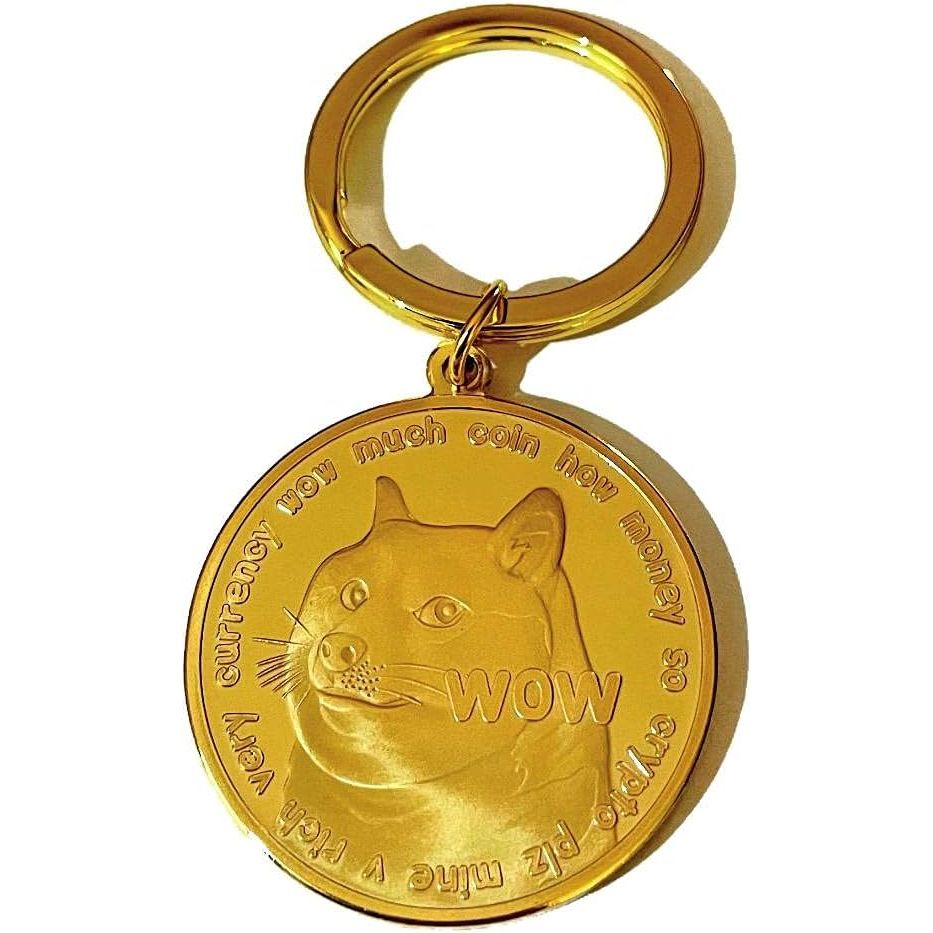 The Gold Plated Dogecoin Commemorative Keychain is a limited edition collectible item that pays homage to the popular cryptocurrency, Dogecoin. This keychain features a gold plated design with intricate details of the Dogecoin logo and is a perfect accessory for fans of the digital currency.