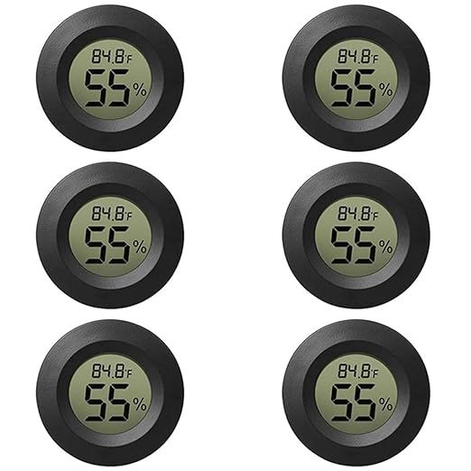 The 6-Pack Mini Hygrometer Thermometer is a digital LCD monitor that accurately measures indoor and outdoor humidity levels as well as temperature. It is commonly used in humidifiers, greenhouses, reptile habitats, and humidors to maintain optimal environmental conditions for plant growth or the well-being of pets.