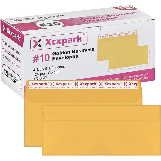 These #10 Golden Self Seal Kraft Security Envelopes are designed to provide a high level of security for mailing documents. With dimensions of 4-1/8 x 9-1/2 inches, these envelopes are a standard size for business correspondence or personal mailings. The windowless design ensures that the contents of the envelope remain confidential.