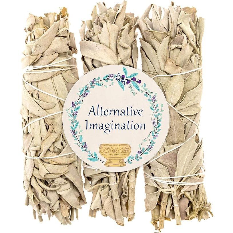 Alternative Imagination Premium California White Sage Smudge Sticks are hand-picked and sustainably harvested in the United States. Each smudge stick measures approximately 6 inches in length and comes in a pack of 3.