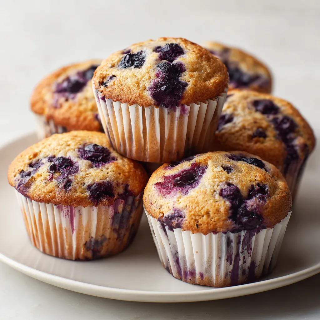 Delicious and healthy blueberry muffins that are gluten-free, refined sugar-free, and dairy-free, combining natural sweetness from bananas and vibrant wild blueberries.