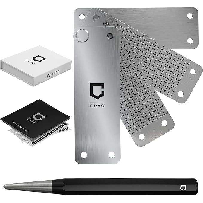 The CRYO seed recovery backup is a must-have for anyone serious about protecting their crypto assets. This stainless steel wallet is not only durable and rust-proof, but also water-proof and fireproof up to 2200°F.