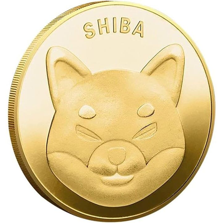 The **Shiba Inu Double-Sided Coin** is included in the package, accompanied by a velvet pouch with a round plastic shell, and individually packaged. Made from durable metal and plated with gold, these coins have a solid and sturdy feel in your hands.