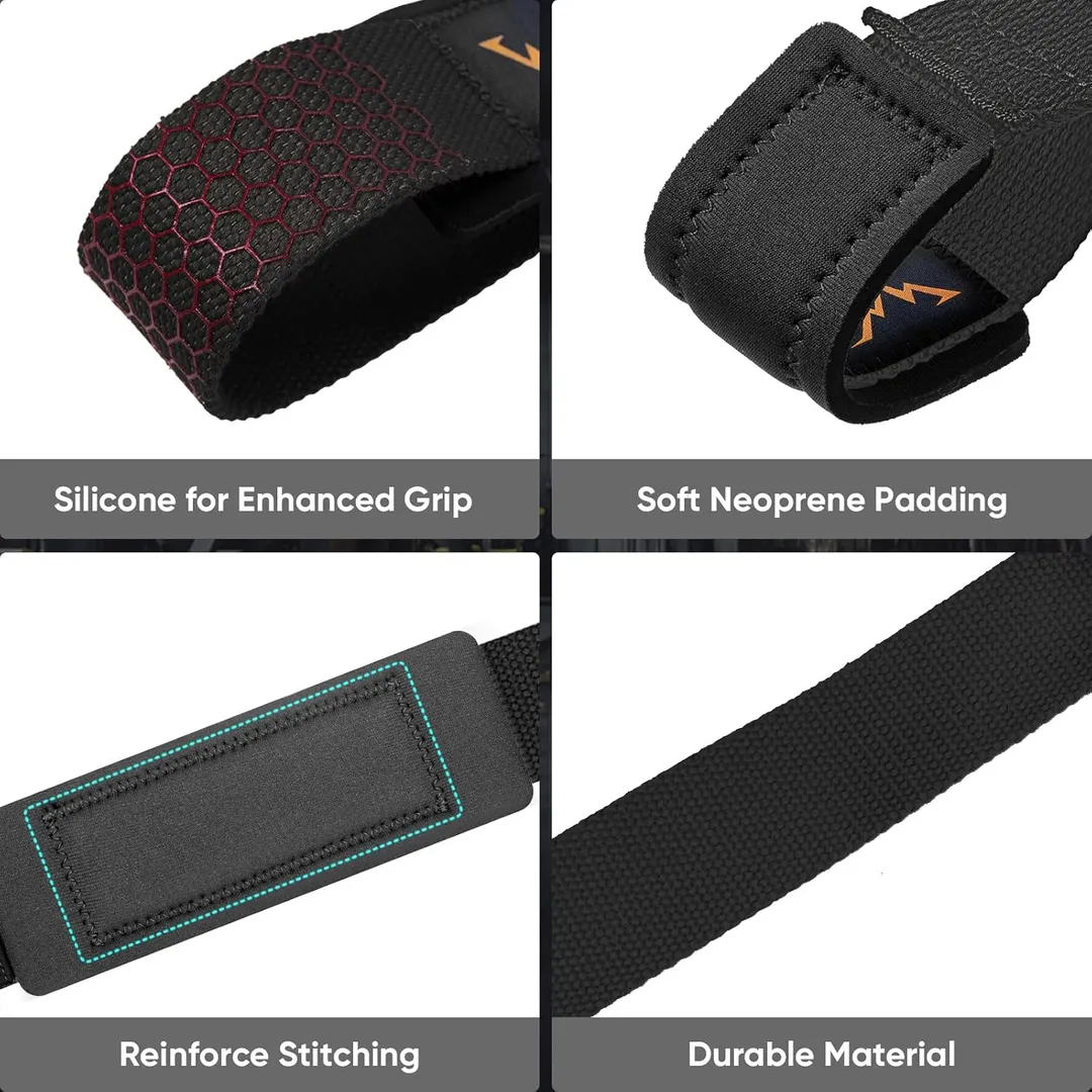 Lifting wrist straps with padded neoprene are a popular accessory among weightlifters and strength trainers. These straps are designed to assist in gripping heavy weights, thereby reducing the strain on the grip and allowing the lifter to focus more on lifting the weight rather than holding onto it. The padded neoprene offers comfort and cushioning, which helps prevent chafing and reduces the pressure on the wrists during intense lifting sessions.