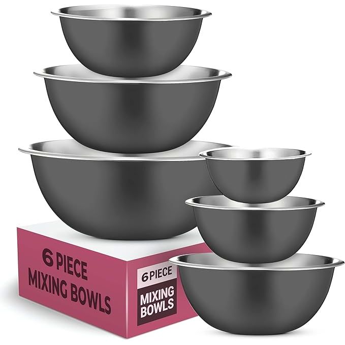 Introducing our versatile Stainless Steel Mixing Bowl Set, available in six convenient sizes: ¾, 1.5, 3, 4, 5, and 8 quarts. These all-purpose kitchen wonders enhance your culinary experience, whether you're prepping, mixing, stirring, or kneading dough like a professional chef.
