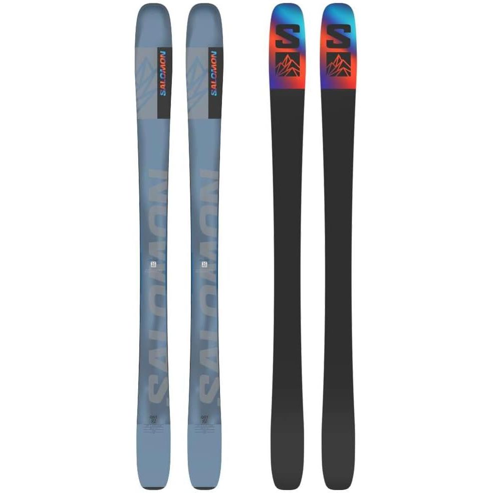 The Salomon QST 92 Ski is a versatile all-mountain ski that is designed for intermediate to advanced skiers. With a 92mm waist width, it offers a good balance of stability and agility, making it suitable for various snow conditions including groomed slopes, powder, and crud.