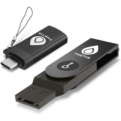 The Thetis Fido U2F security key with Type-C adapter is a two-factor authentication tool that provides an extra layer of protection for users.