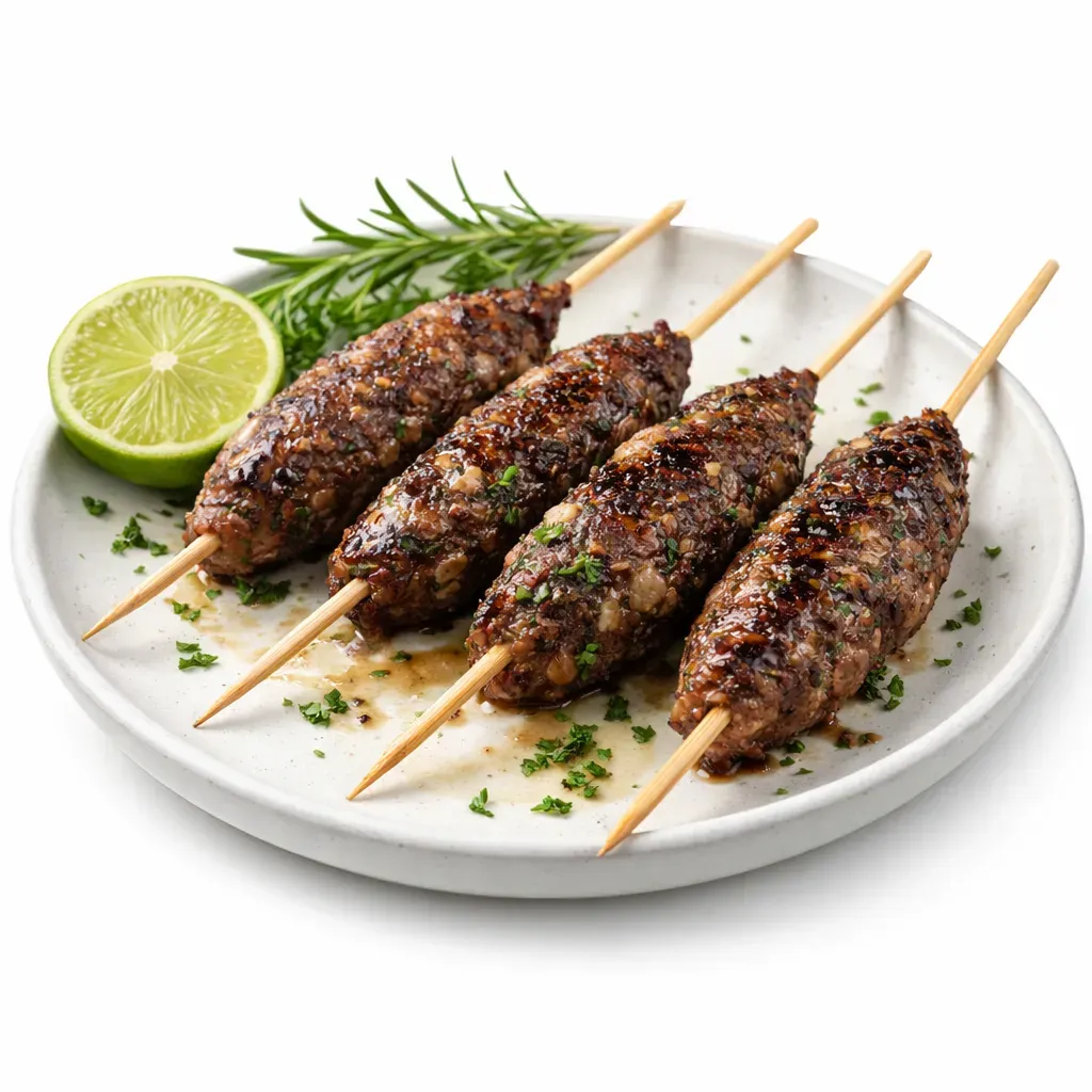 Experience a taste of the Middle East with this traditional Arabic Kafta Kebab recipe. Perfectly seasoned ground beef is molded onto skewers and grilled to perfection, creating a succulent dish that is both aromatic and flavorful.