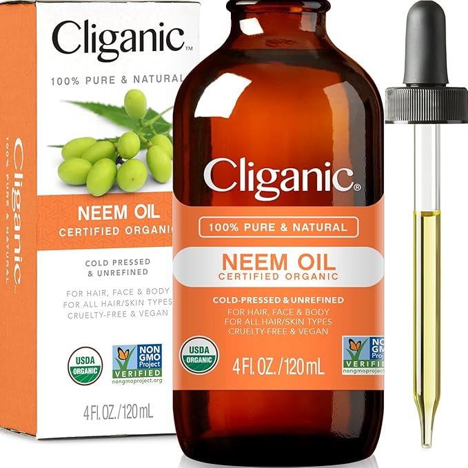 Cliganic Organic Neem Oil is a versatile product that can be used for skin, face, and plant care. It comes in a 4oz bottle and is 100% pure, cold pressed, and non-GMO. Neem oil is known for its nourishing and healing properties, making it an ideal choice for improving the health of your skin and face.