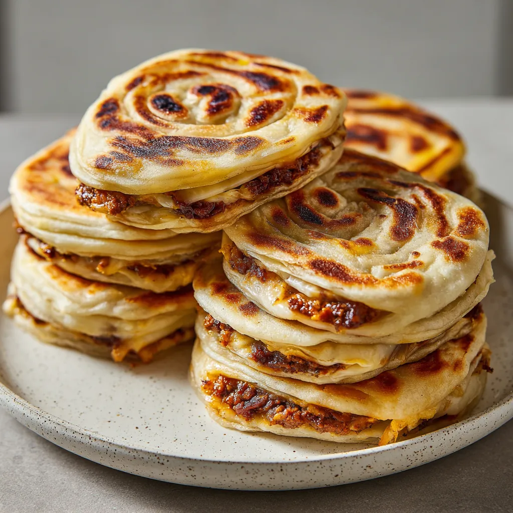 A fusion of classic burger elements with the flaky texture of Indian parathas, featuring spiced chicken patties, melted cheese, and caramelized onions, all wrapped in crispy paratha buns.
