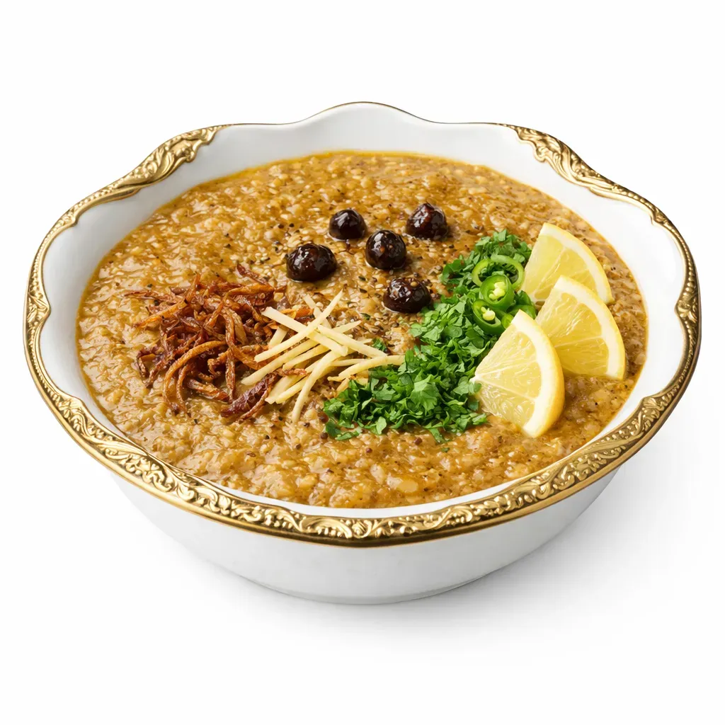 Haleem is a beloved traditional Pakistani dish, popular for its rich, hearty texture and bursting flavors. This stew-like dish made with tender beef, lentils, and wheat is perfect for family gatherings or special occasions, bringing warmth and delight to any table.