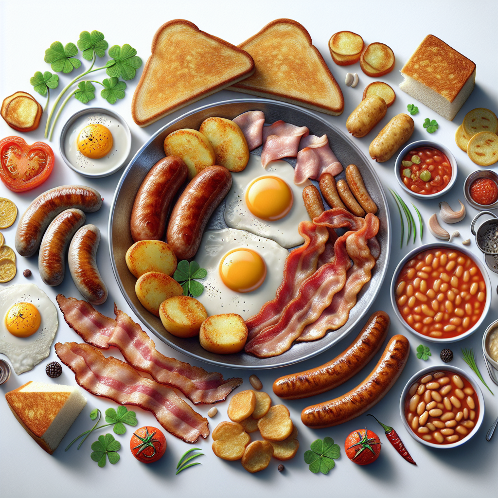 An Ulster Fry is a traditional Irish breakfast dish known for its hearty and satisfying combination of ingredients. It usually features a generous spread of eggs, crispy bacon, succulent sausages, and a variety of breads such as soda bread and potato farls.