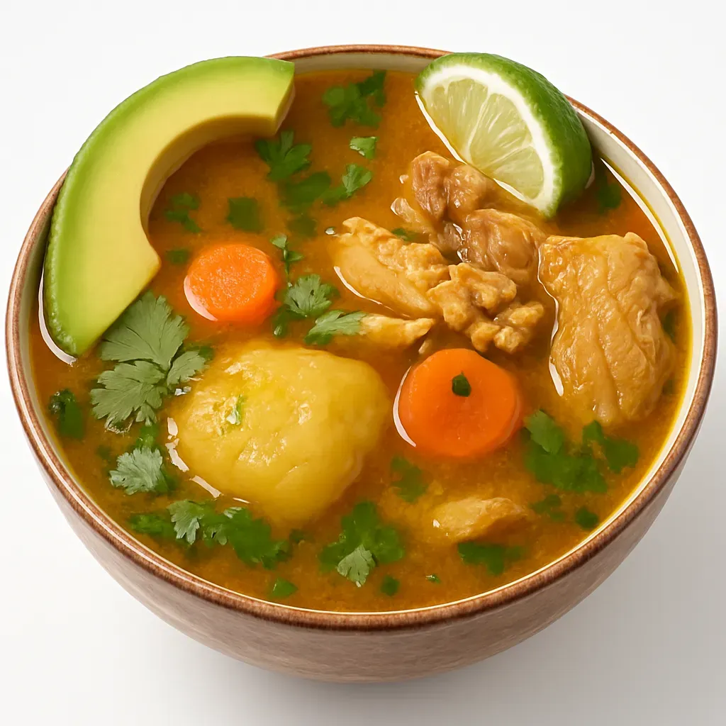 A traditional Puerto Rican chicken soup that combines dark meat chicken, creamy yuca, and an array of spices and aromatics in a rich, savory broth.